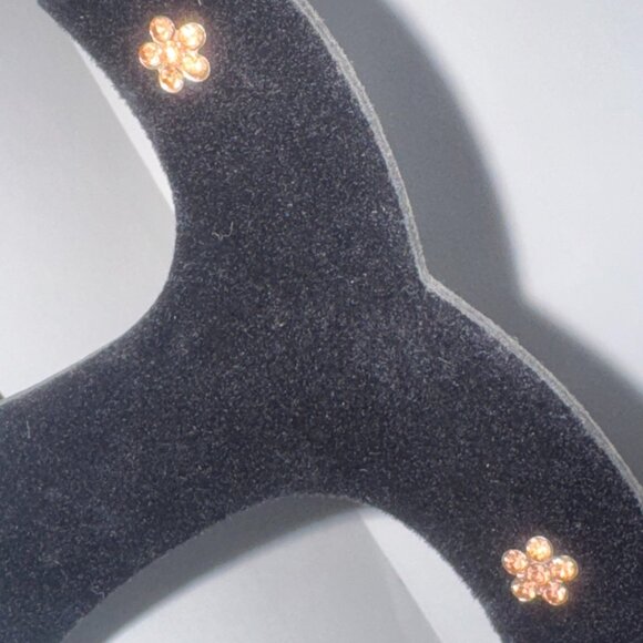 7mm Pink Flower Cz And Sterling Post Earrings - Picture 12 of 14